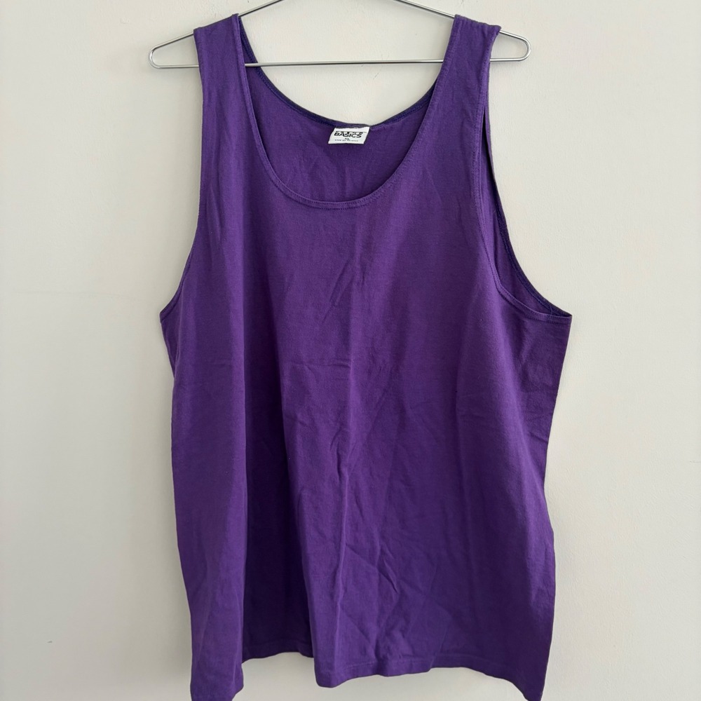 Trend Basics Mens Purple Tank Top XL Solid Sleeveless Shirt